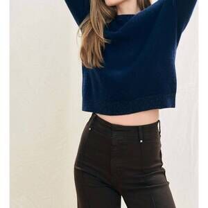 NEW JUMPER1234 contrast lurex rib crew jumper in midnight navy_silver